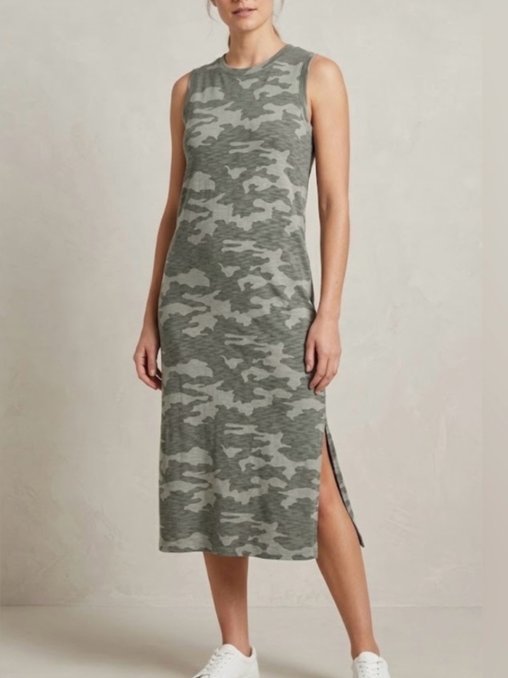 Universal Thread Camo Midi Sundress with Side Slit, Small